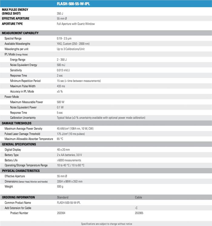 FLASH-IPL - Technical Specifications